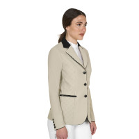 Veste de concours Equestro femme Monogram trois boutons Oxford tan Rose