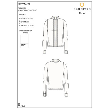 Polo de concours Equestro femme à col chemise Blanc