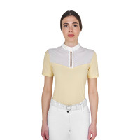 Dames wedstrijdpolo slim fit met inzetstukken in satijnachtige stof Zon Oranje