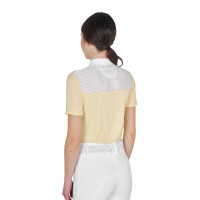 Dames wedstrijdpolo slim fit met inzetstukken in satijnachtige stof Zon Oranje