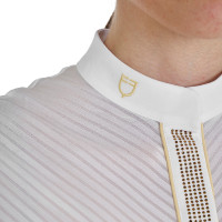 Dames wedstrijdpolo slim fit met inzetstukken in satijnachtige stof Zon Oranje