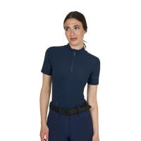 Dames trainings T-shirt van technische stof met microgaatjes Marineblazer Marineblauw
