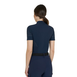Dames trainings T-shirt van technische stof met microgaatjes Marineblazer Marineblauw