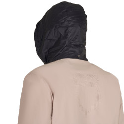 Softshell heren met logo op de rug Oxfordbruin Roze