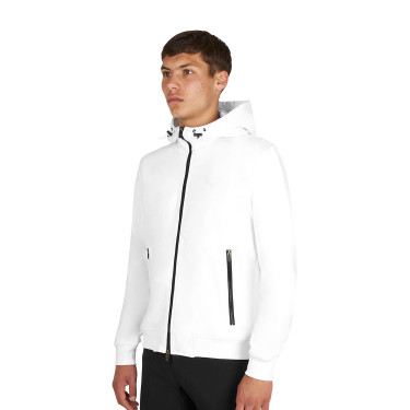 Sweat à capuche Equestro homme à capuche réglable avec fermeture éclair Blanc