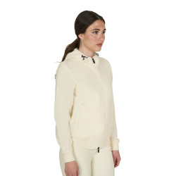 Sweat à capuche Equestro zippé femme adjusté Blanc antique Beige