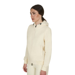 Dameshoodie met verstelbare capuchon en rits Antiek wit Beige