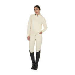 Dameshoodie met verstelbare capuchon en rits Antiek wit Beige