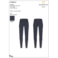 Pantalon Equestro femme full grip taille haute logo en strass Marine blazer Bleu marine