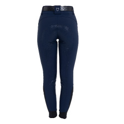 Damesbroek met full grip, hoge taille, logo in strass
