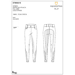 Pantalon Equestro femme full grip taille haute logo en strass Blanc