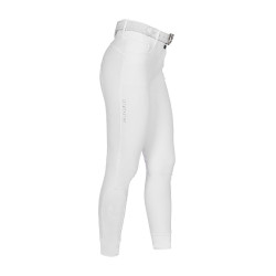 Pantalon Equestro femme full grip taille haute logo en strass Blanc