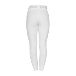 Pantalon Equestro femme full grip taille haute logo en strass Blanc