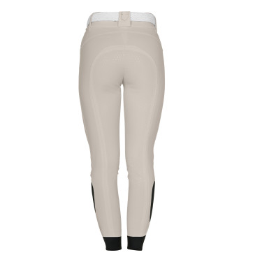 Damesbroek met full grip, hoge taille, logo in strass Oxfordbruin Roze