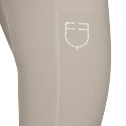 Damesbroek met full grip, hoge taille, logo in strass Oxfordbruin Roze