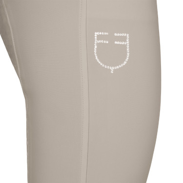 Damesbroek met full grip, hoge taille, logo in strass Oxfordbruin Roze