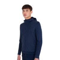 Sweat technique Equestro homme avec capuche et empiècements en micro mesh Marine blazer Bleu marine