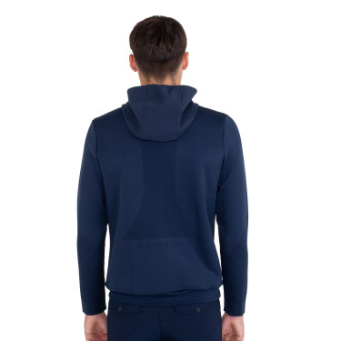 Sweat technique Equestro homme avec capuche et empiècements en micro mesh Marine blazer Bleu marine