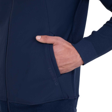 Sweat technique Equestro homme avec capuche et empiècements en micro mesh Marine blazer Bleu marine