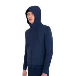 Sweat technique Equestro homme avec capuche et empiècements en micro mesh Marine blazer Bleu marine