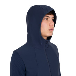 Sweat technique Equestro homme avec capuche et empiècements en micro mesh Marine blazer Bleu marine