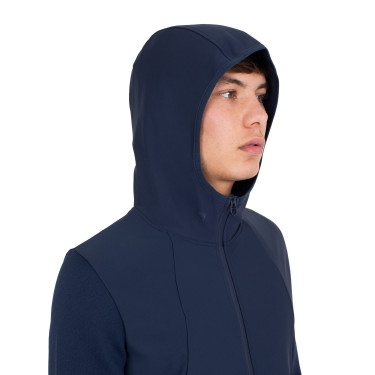 Sweat technique Equestro homme avec capuche et empiècements en micro mesh Marine blazer Bleu marine