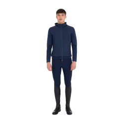 Sweat technique Equestro homme avec capuche et empiècements en micro mesh Marine blazer Bleu marine