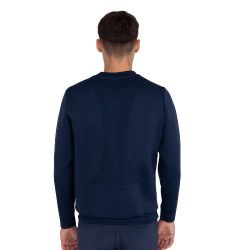 Technische heren sweater met ronde hals met inzetstukken van micro-mesh Marineblazer Marineblauw