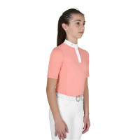 Polo de concours Equestro fille coupe slim avec boutons Fleur du désert Rose Polo de concours Equestro fille coupe slim avec boutons Fleur du désert Rose