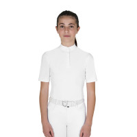 Kinderwedstrijdpolo slim fit met knopen Wit
