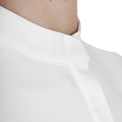 Polo de concours Equestro fille coupe slim avec boutons Blanc
