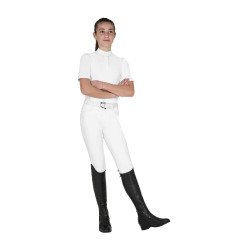 Kinderwedstrijdpolo slim fit met knopen Wit