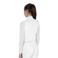 Polo de concours Equestro fille à manches longues avec empiècements en micro mesh Blanc Polo de concours Equestro fille à manches longues avec empiècements en micro mesh Blanc