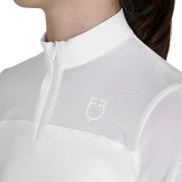 Polo de concours Equestro fille à manches longues avec empiècements en micro mesh Blanc Polo de concours Equestro fille à manches longues avec empiècements en micro mesh Blanc