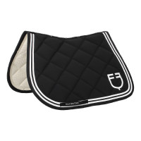 Tapis de saut Equestro Double Stripes en tissu technique Noir / blanc