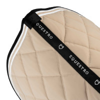 Tapis de saut Equestro Double Stripes en tissu technique Oxford tan / noir Blanc