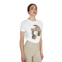 T-shirt Equestro femme Horse Palm en coton Blanc