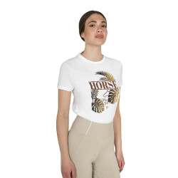 T-shirt Equestro femme Horse Palm en coton Blanc