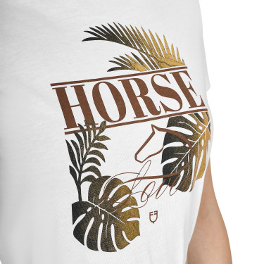 T-shirt Equestro femme Horse Palm en coton Blanc