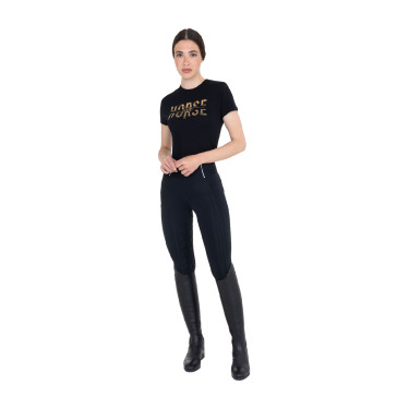 T-shirt Equestro femme Horse Love en coton Noir