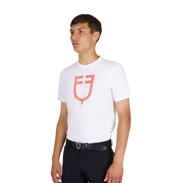 Basic T-shirt voor heren met glanzend logo Wit / kersentomaat