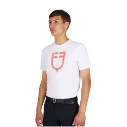 T-shirt Equestro basique homme avec logo brillant Blanc / tomate cerise