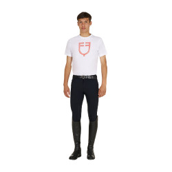Basic T-shirt voor heren met glanzend logo Wit / kersentomaat