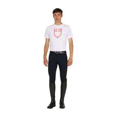 Basic T-shirt voor heren met glanzend logo Wit / kersentomaat