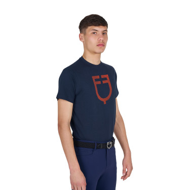 T-shirt Equestro basique homme avec logo brillant Marine / marine Bleu