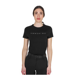 T-shirt Equestro femme en coton logo laminé Noir