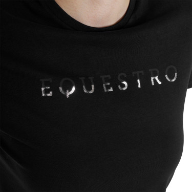 T-shirt Equestro femme en coton logo laminé Noir