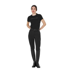 T-shirt Equestro femme en coton logo laminé Noir