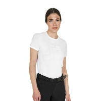 Basic dames T-shirt glanzend logo toon-op-toon Wit