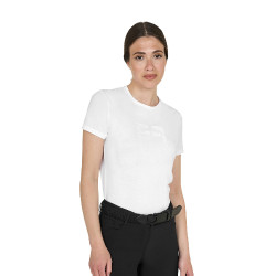 Basic dames T-shirt glanzend logo toon-op-toon Wit